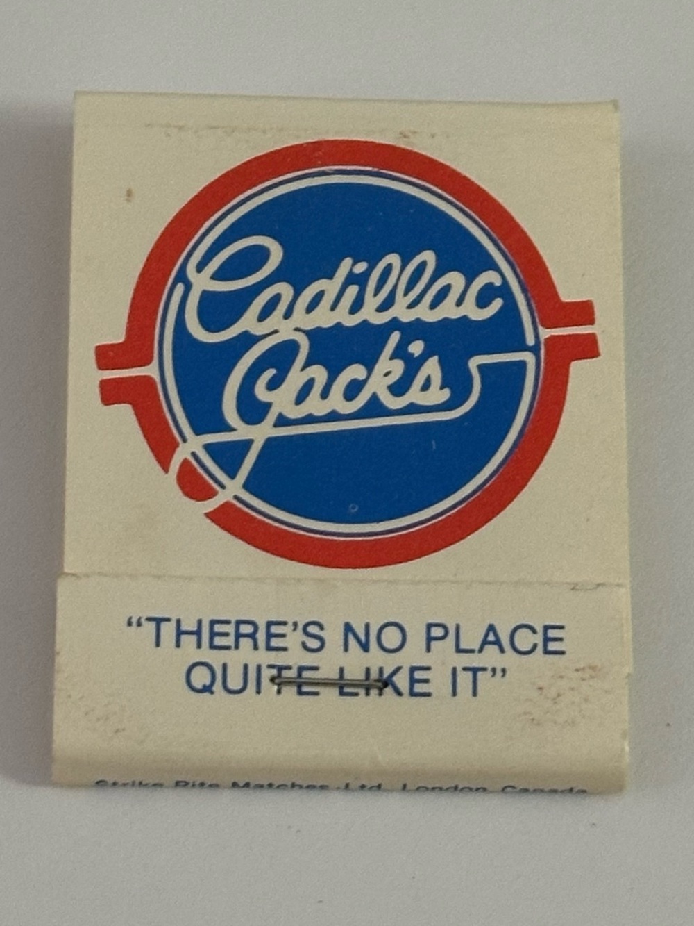 Vintage Matchbook Cadillac Jacks Food Fun Windsor London Ontario Toronto Canada